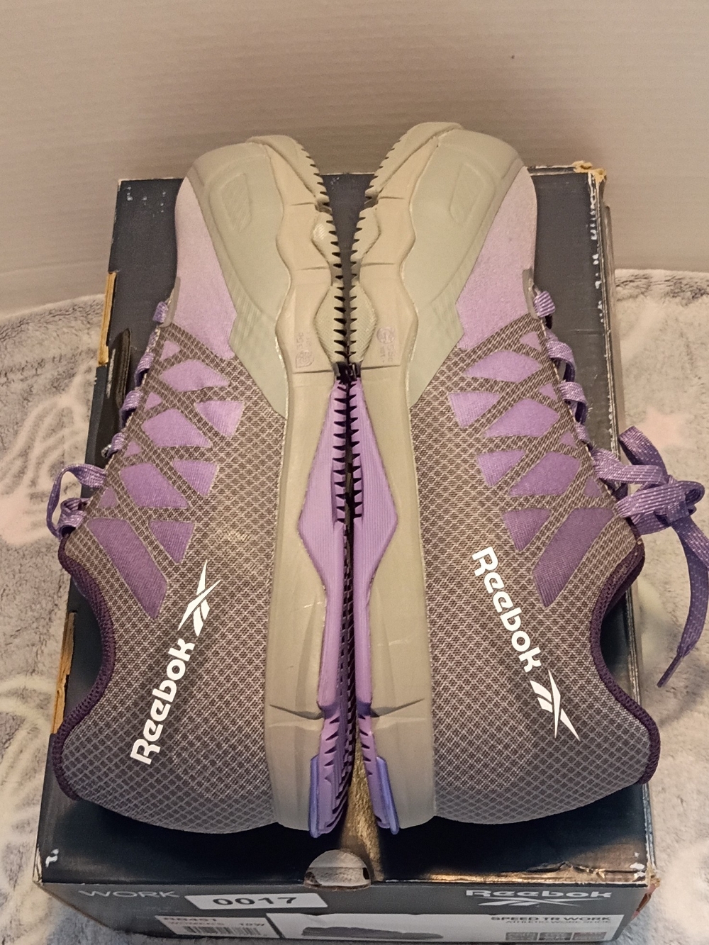 Reebok Work Speed TR Athletic Safety Shoe Women's 10 Wide Grey Purple RB451
